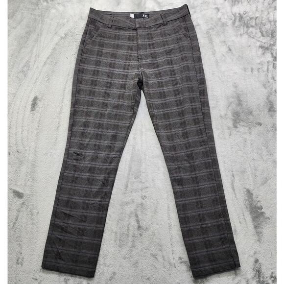 kut Pants - Kut From the Kloth Pants Womens 10 Gray Plaid Nina High Rise Straight Leg Ponte